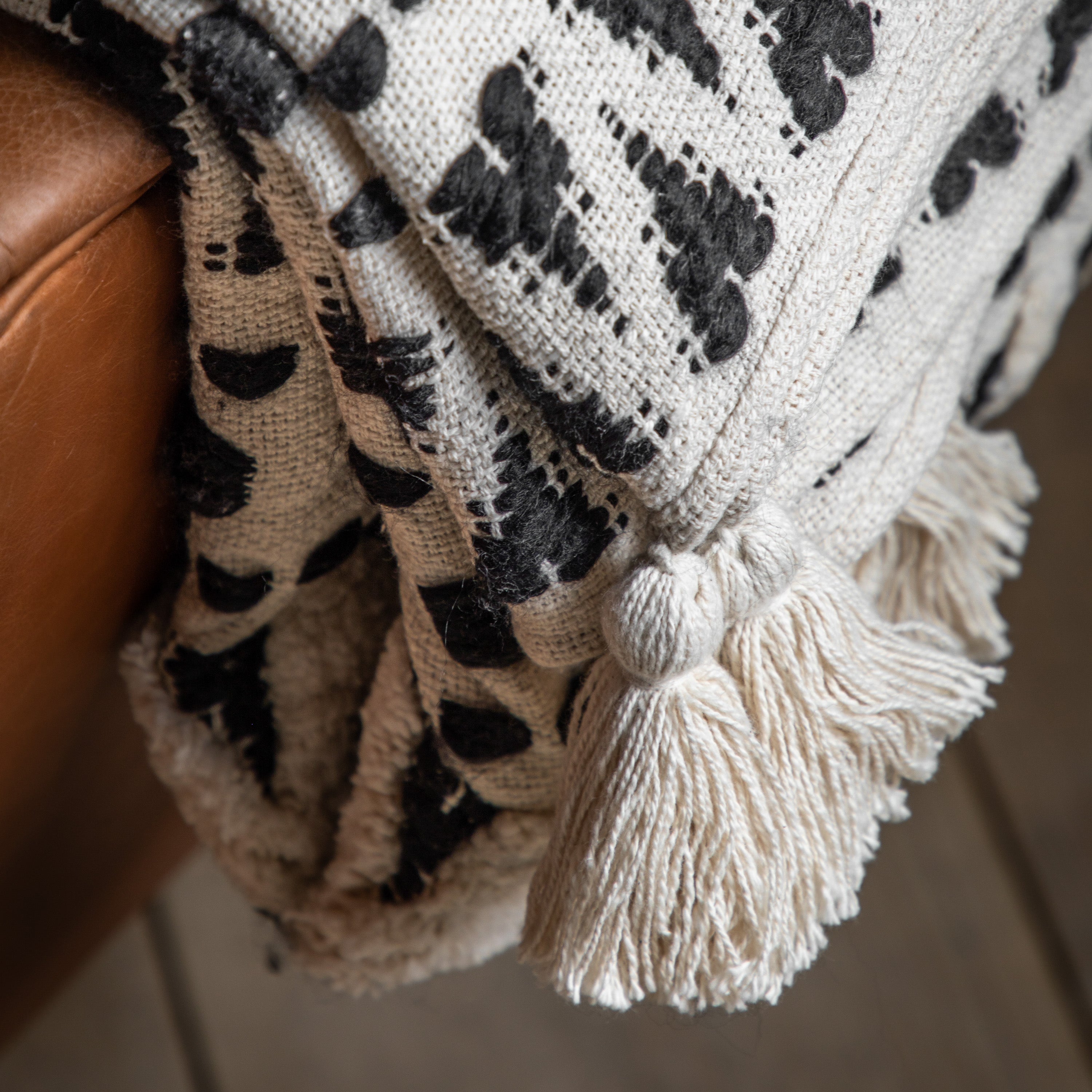 Aztec Black & Cream Tufted Throw